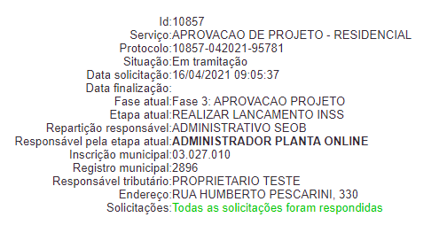 solicitação atendida destaque em verde